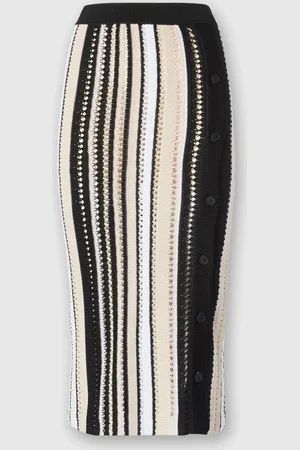 Missoni Jupe midi rayée en crochet avec boutonnage sur le côté