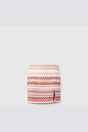Missoni Mini-jupe à motif zigzag dentelé lamé et fente