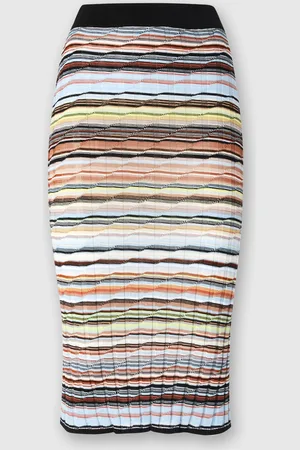Missoni Jupe midi côtelée en coton rayé et viscose