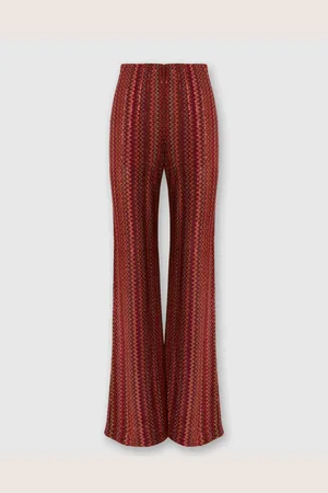 Missoni Pantalon évasé en viscose mélangée zigzag avec paillettes