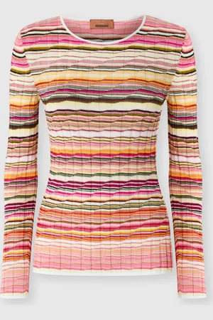 Missoni Pull côtelé rayé en coton et viscose à manches longues
