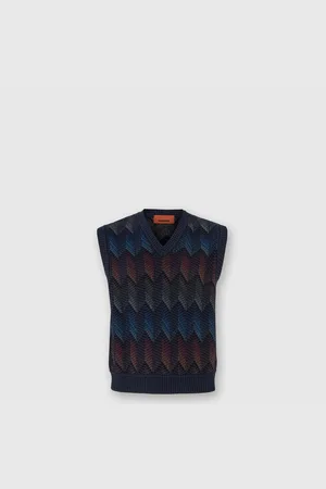 Missoni Gilet dégradé en coton mélangé à chevrons avec col en V