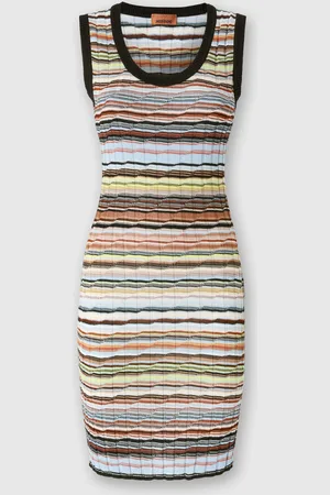 Missoni Mini-robe rayée en coton et viscose côtelée avec passepoil contrasté