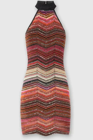 Missoni Robe courte sans manches en lamé chevron avec sequins et décolleté dos nu