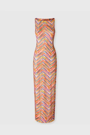 Missoni Robe longue sans manches en tulle imprimé