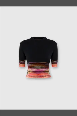 Missoni Crop top évasé à manches courtes et col rond en cachemire