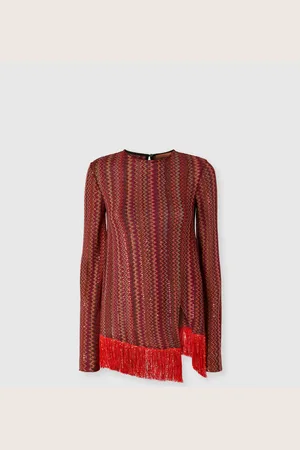 Missoni Pull en zig zag à sequins et ourlet asymétrique à franges