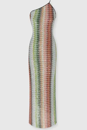 Missoni Robe longue asymétrique en maille zigzag dégradée à sequins