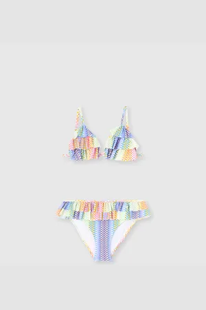 Missoni Bikini triangle avec imprimé à carreaux et volants