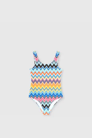 Missoni Maillot de bain une pièce avec décolleté rond et imprimé zig zag sur la partie supérieure