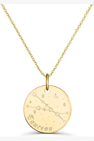 Moments Précieux Collier astro médaille gravée Taureau, plaqué or