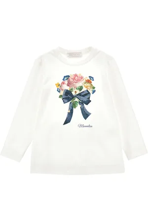 MONNALISA T-shirt en coton imprimé bouquet de fleurs