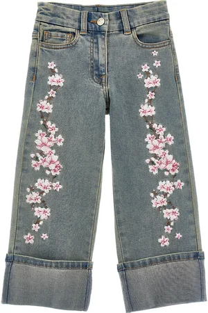 MONNALISA Jean brodé Fleurs de pêche