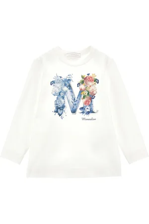 MONNALISA T-shirt en coton imprimé logo avec strass