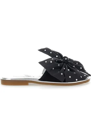 MONNALISA Claquettes en croûte de cuir avec maxi nœud