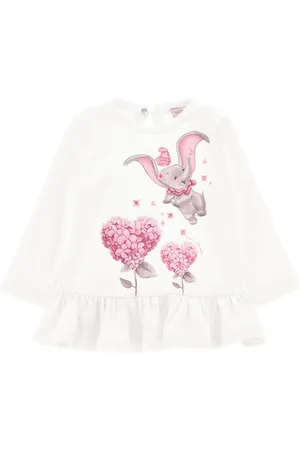 MONNALISA T-shirt long en coton avec Dumbo et strass