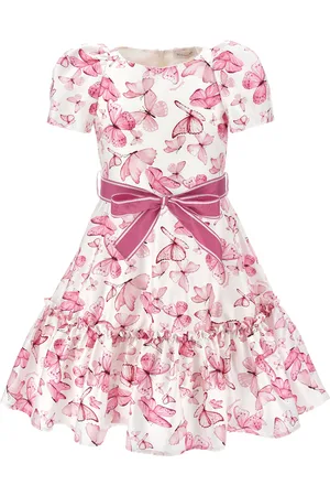 MONNALISA Robe en satin de coton imprimé papillons