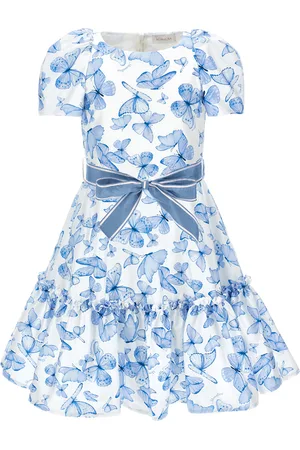 MONNALISA Robe en satin de coton imprimé papillons