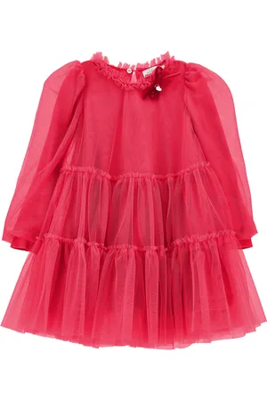 MONNALISA Robe en tulle toucher soyeux avec volants