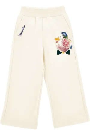 MONNALISA Pantalon palazzo en molleton brodé