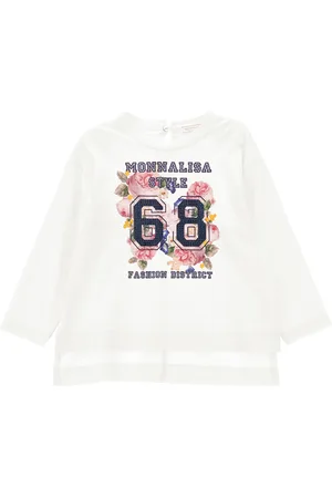 MONNALISA Maxi t-shirt en coton avec strass et fentes