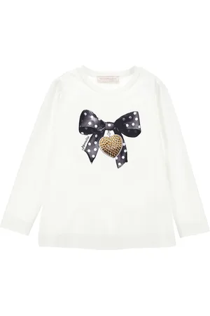 MONNALISA T-shirt en coton avec imprimé nœuds