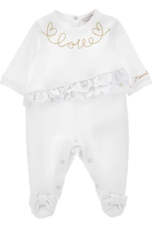 MONNALISA Combishort en coton avec broderie et broderie anglaise
