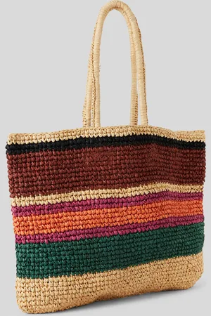Monoprix Panier rayé en raphia