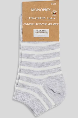 Monoprix Lot de 2 paires de soquettes rayées contenant du coton BIO
