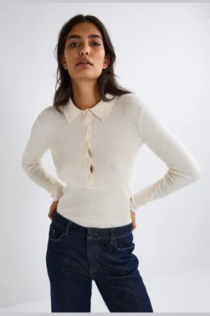 Monoprix Pull col polo contenant du coton et cachemire