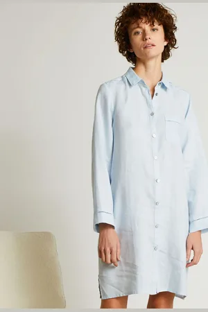 Monoprix Chemise de nuit détails jour échelle en lin, European Flax
