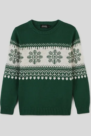 Monoprix Pull col rond jacquard contient de la laine
