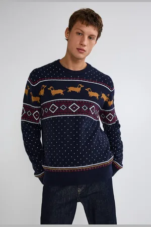 Monoprix Pull col rond jacquard de noël contenant de la laine