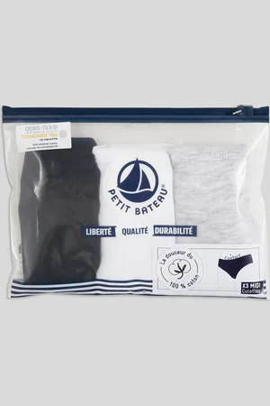Petit Bateau Lot de 3 culottes midi en coton BIO , certifié OEKO-TEX