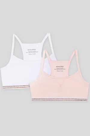 Monoprix Lot de 2 brassières unies de sport en coton BIO GOTS