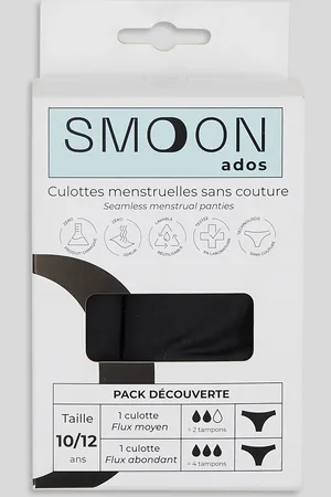SMOON Lot de 2 culottes menstruelles flux moyen et abondant , certifié OEKO-TEX