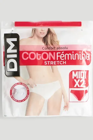Dim Lot de 2 culottes midi en coton COTON STRECH