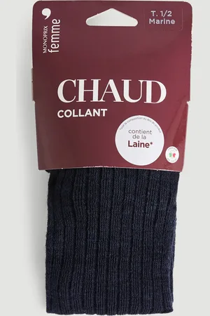 Monoprix Collant en laine à côtes plates contenant de la laine CHAUD
