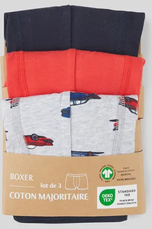 Monoprix Lot de 3 boxers imprimés en coton BIO GOTS