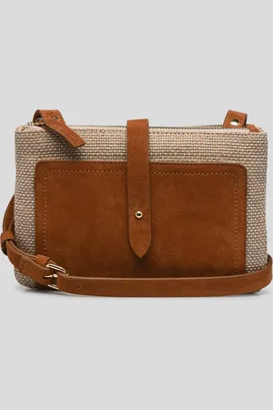 Monoprix Sac porté travers double compartiment en jute lurex