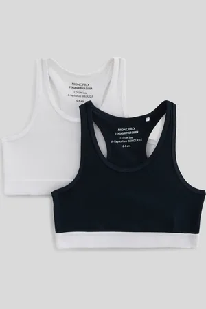 Monoprix Lot de 2 brassières unies de sport en coton BIO GOTS