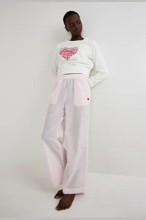 Monoprix Pantalon rayé avec coeur brodé en voile de coton BIO