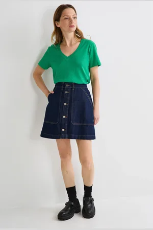 Monoprix T-shirt manches courtes uni contenant du lin