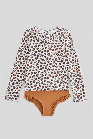 Monoprix Maillot de bain tee-shirt manches longues et culotte imprimé