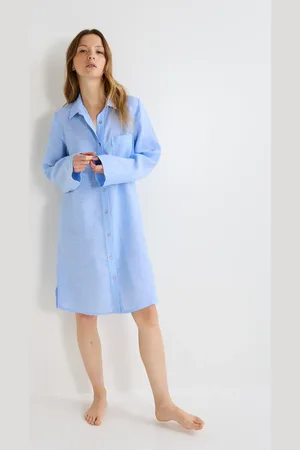 Monoprix Chemise de nuit manches longues unie en lin