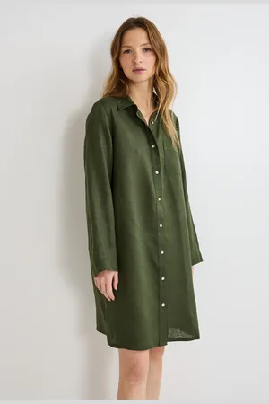 Monoprix Chemise de nuit manches longues unie en lin