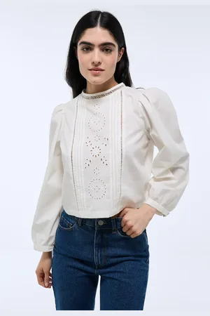 Monoprix Top manches longues détails dentelle en coton BIO GOTS