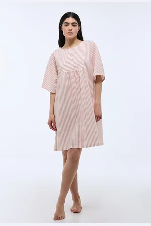 Monoprix Chemise de nuit à rayures manches courtes en coton BIO