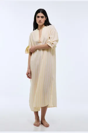 Monoprix Chemise de nuit rayée en lin et coton