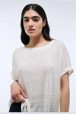Monoprix T-shirt col rond en lin jersey